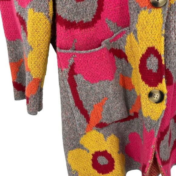 DAVI & DANI Floral Cardigan in Pink, Yellow, and Gray - Picture 4 of 12